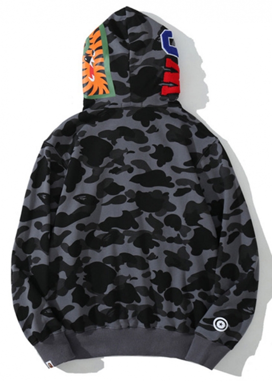Чорний худі Bape Aape by A BATHING APE Shark Color Grid Camo Black Full Zip Hoodie Unisex