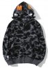 Чорний худі Bape Shark Grid Camo Black Full Zip Hoodie Unisex - HA1158