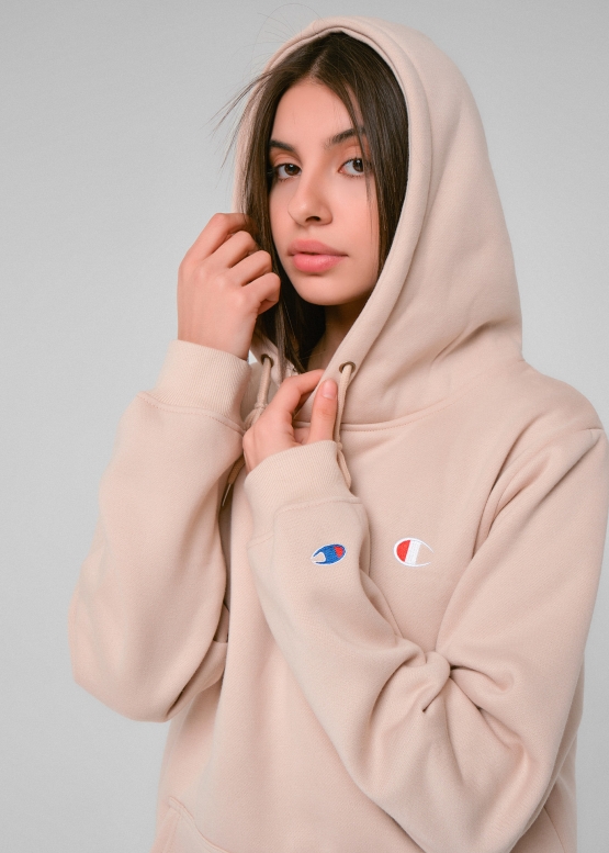 Champion Reverse Weave Color Beige Hoodie Unisex