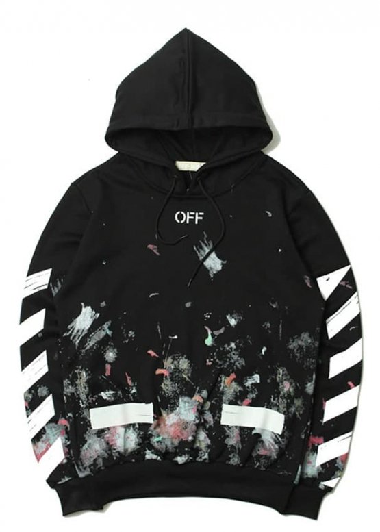 Off White Art Chaos Color Black Hoodie Unisex