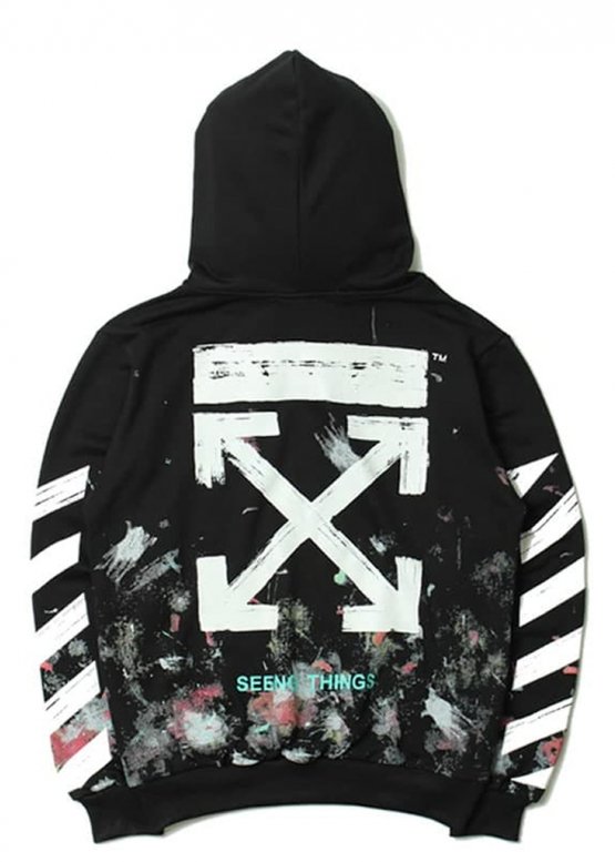Off White Art Chaos Color Black Hoodie Unisex
