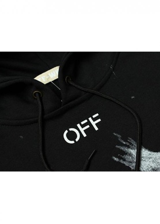 Off White Art Chaos Color Black Hoodie Unisex
