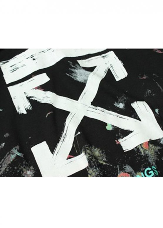 Off White Art Chaos Color Black Hoodie Unisex