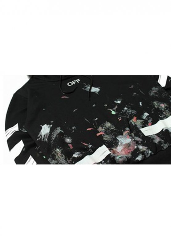 Off White Art Chaos Color Black Hoodie Unisex