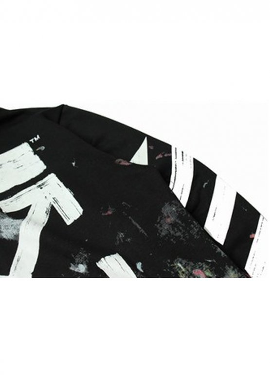 Off White Art Chaos Color Black Hoodie Unisex