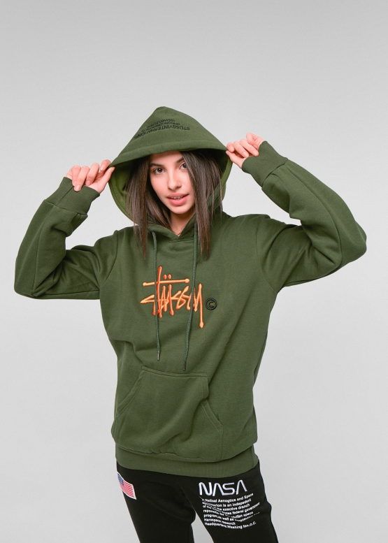 Зелений худі Shon Stüssy Color Green Hoodie Unisex