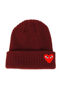 Бордова шапка Comme Des Garcons Play Burgundy Winter Hat Unisex - IC1113