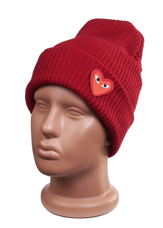 Comme Des Garcons Play Color Burgundy Winter Hat Unisex