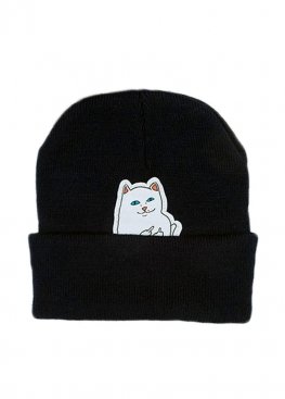 Чорна шапка RipNDip Peeking Nermal Сat Black Winter Hat Unisex - IR1112