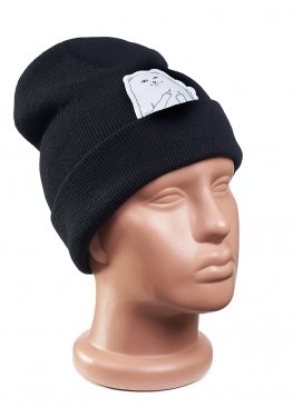 Чорна шапка RipNDip Peeking Nermal Сat Black Winter Hat Unisex - IR1112