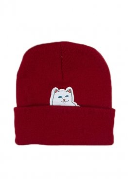 Бордовая шапка RipNDip Peeking Nermal Сat Red Winter Hat Unisex - IR1113