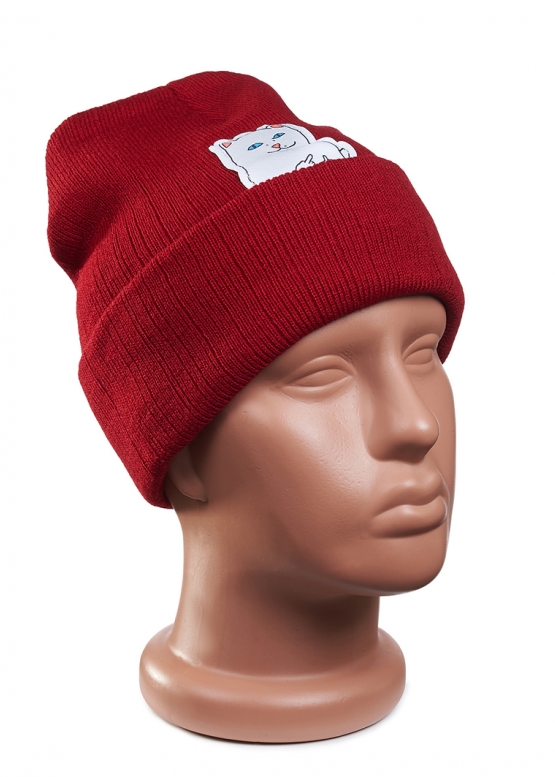 RipNDip Peeking Nermal Cat Color Red Winter Hat Unisex