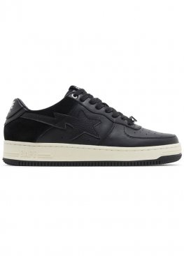 Чорні кросівки A Bathing Ape Bapesta Low Suede Heel Black - KA1114