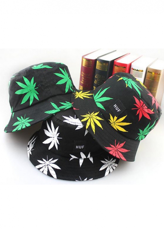 Чорна панама Huf Black With Multi-color Leaves Bucket Hat Unisex