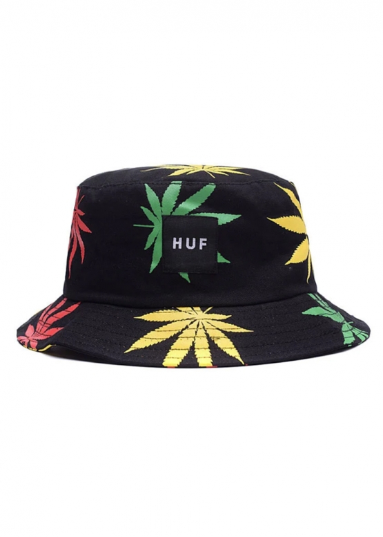 Huf Black With Multi-color Leaves Bucket Hat Unisex
