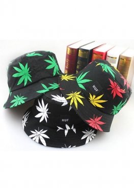 Чорна панама Huf Black With Multi-color Leaves Bucket Hat Unisex - PF1111 Чорна панама Huf Black With Multi-color Leaves Bucket Hat Unisex - PF1111