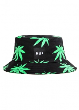 Чорна панама Huf Black With Green Leaves Bucket Hat Unisex - PF1112
