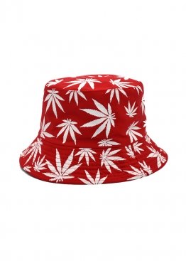 Красная панама Red With White Leaves Bucket Hat Unisex - PF1115