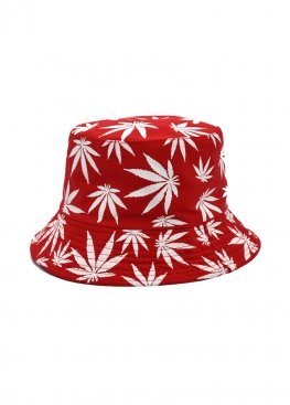 Червона панама Red With White Leaves Bucket Hat Unisex - PF1115