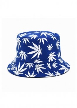 Синяя панама Blue With White Leaves Bucket Hat Unisex - PF1117