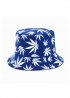 Синя панама Blue With White Leaves Bucket Hat Unisex - PF1117