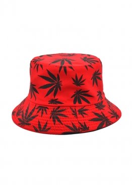 Красная панама Red With Black Leaves Bucket Hat Unisex - PF1118