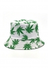 Біла панама White With Green Leaves Bucket Hat Unisex - PF1119