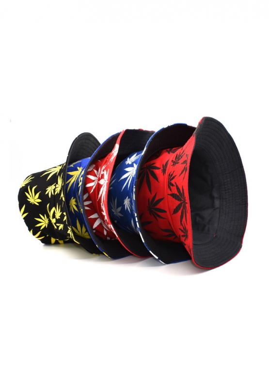 Color White With Green Leaves Bucket Hat Unisex