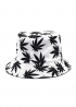 Белая панама White With Black Leaves Bucket Hat Unisex - PF1120