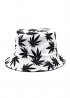 Біла панама White With Black Leaves Bucket Hat Unisex - PF1120