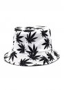 Color White With Black Leaves Bucket Hat Unisex