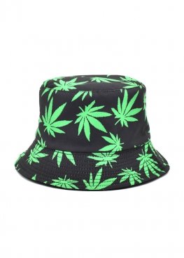 Чорна панама Black With Green Leaves Bucket Hat Unisex - PF1121