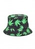 Чорна панама Black With Green Leaves Bucket Hat Unisex - PF1121