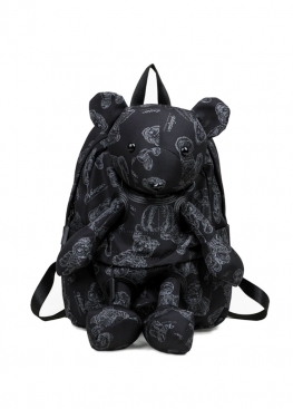 Чорний рюкзак з плюшевим ведмедиком Backpack Black - RB1111