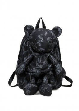 Чорний рюкзак з плюшевим ведмедиком Backpack Black - RB1111