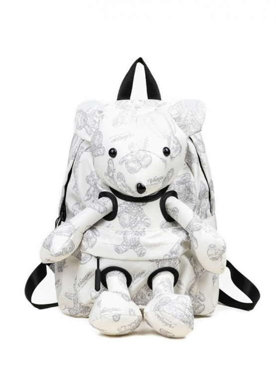 Белый рюкзак с плюшевым мишкой Backpack Color White