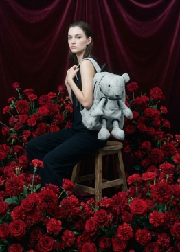 Backpack with teddy bear Grey - RB1113
