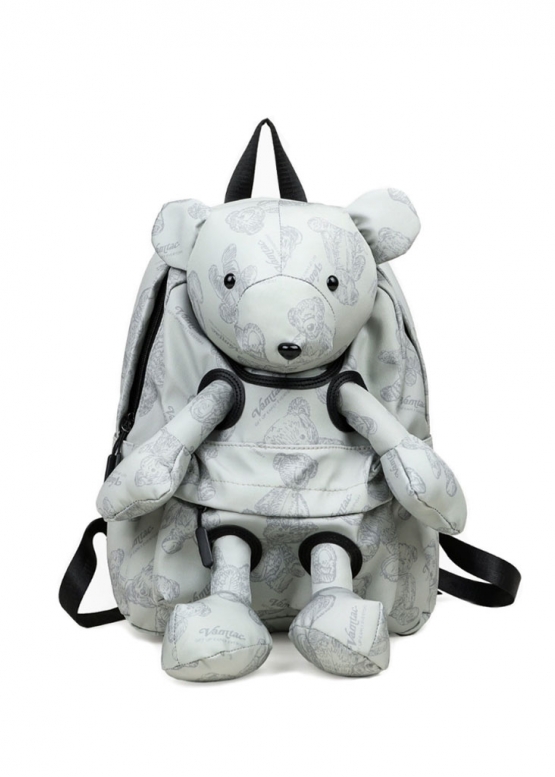 Серый рюкзак с плюшевым мишкой Backpack Color Grey