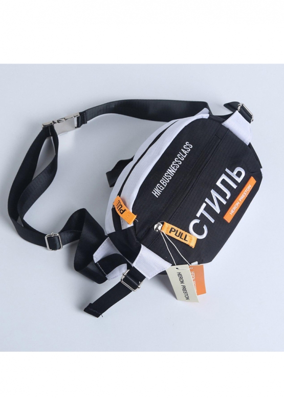 Чорно-біла бананка сумка на пояс Heron Preston Стиль Color White Black Waist Bag