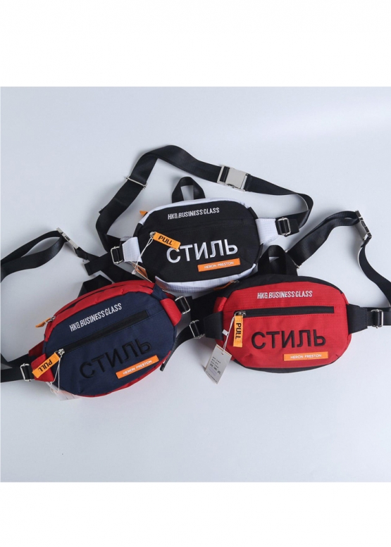 Чорно-біла бананка сумка на пояс Heron Preston Стиль Color White Black Waist Bag