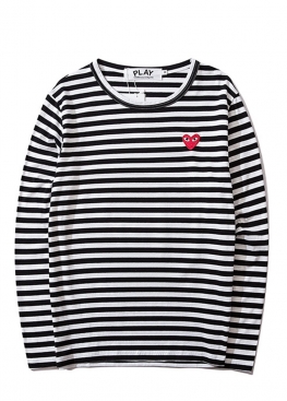 Смугастий лонгслів Comme des Garcons Play Striped Red Heart Longsleeve Unisex - SC1111