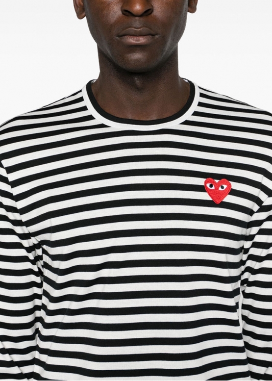 Смугастий лонгслів Comme des Garcons Play Striped Red Heart Longsleeve Unisex