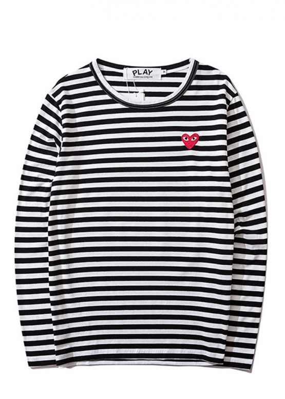 Comme des Garcons Play Striped Red Heart Longsleeve Unisex
