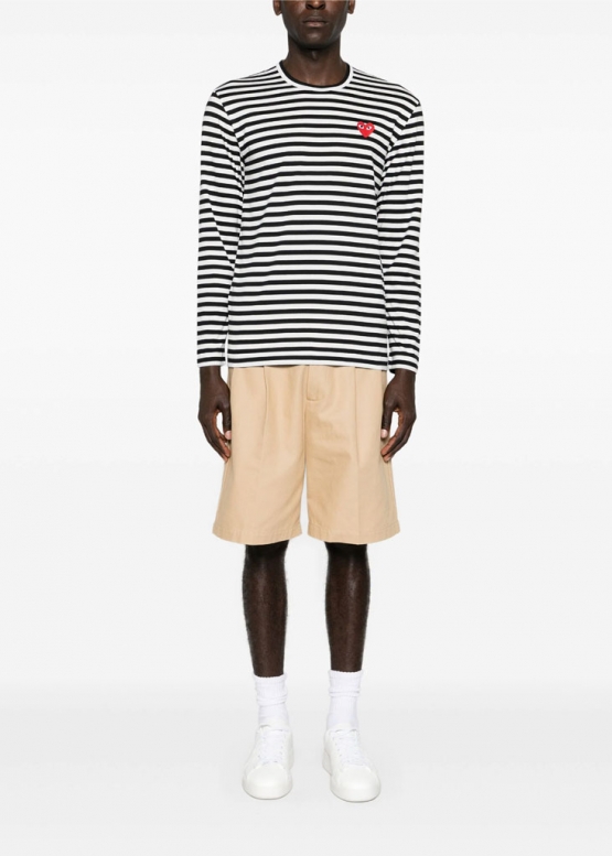 Comme des Garcons Play Striped Red Heart Longsleeve Unisex