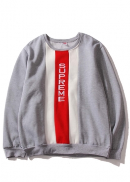Сірий світшот Supreme Vertical Logo Panel Crewneck Heather Grey Sweatshirt Unisex - SS1114 Сірий світшот Supreme Vertical Logo Panel Crewneck Heather Grey Sweatshirt Unisex - SS1114