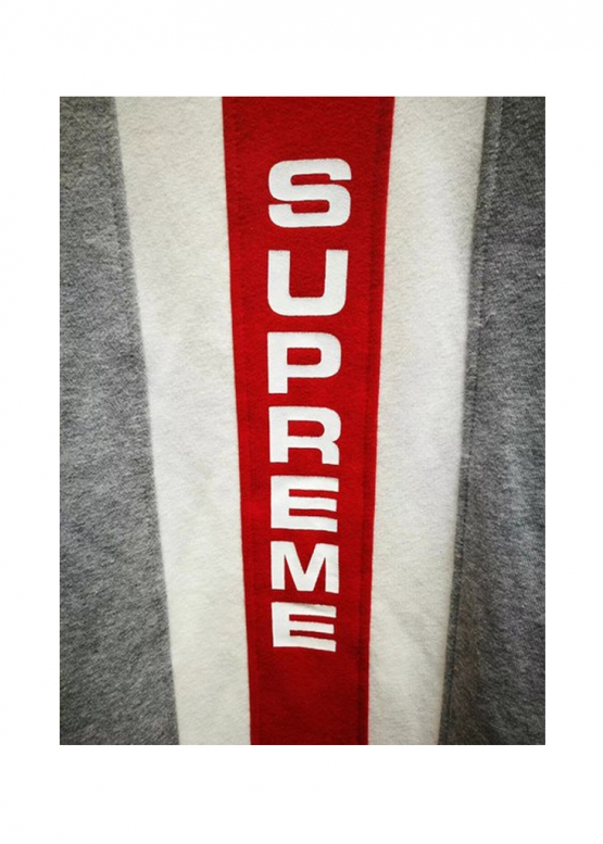 Сірий світшот Supreme Vertical Logo Panel Crewneck Color Heather Grey Sweatshirt Unisex
