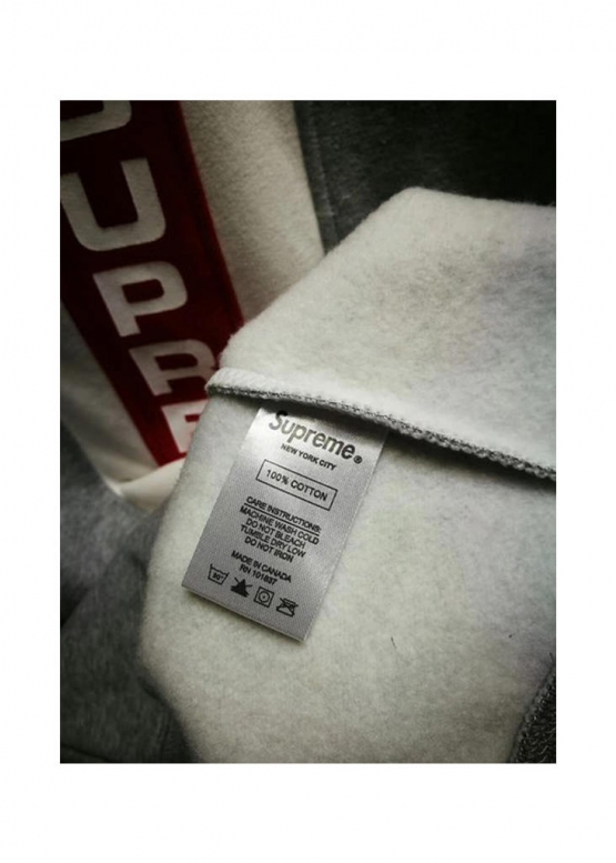 Сірий світшот Supreme Vertical Logo Panel Crewneck Color Heather Grey Sweatshirt Unisex