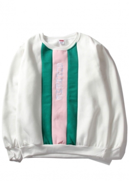 Білий світшот Supreme Vertical Logo Panel Crewneck White Sweatshirt Unisex - SS1115