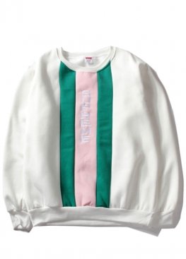 Supreme Vertical Logo Panel Crewneck White Sweatshirt Unisex - SS1115 Supreme Vertical Logo Panel Crewneck White Sweatshirt Unisex - SS1115