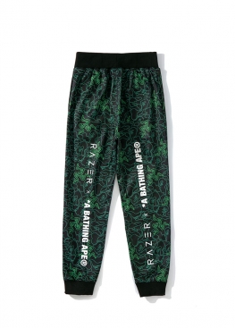 Чорно-зелені штани Bape x Razer Black Green Pants Unisex - TA1116